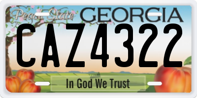 GA license plate CAZ4322