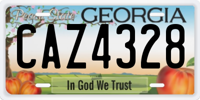 GA license plate CAZ4328