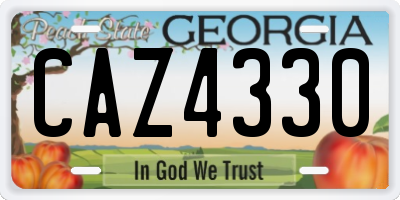 GA license plate CAZ4330