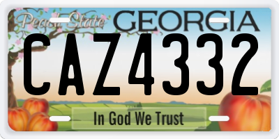 GA license plate CAZ4332