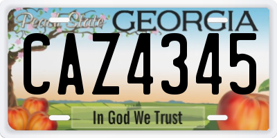 GA license plate CAZ4345