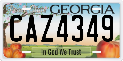 GA license plate CAZ4349