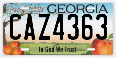 GA license plate CAZ4363