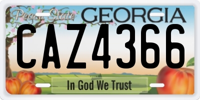 GA license plate CAZ4366