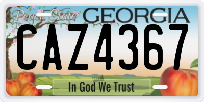 GA license plate CAZ4367