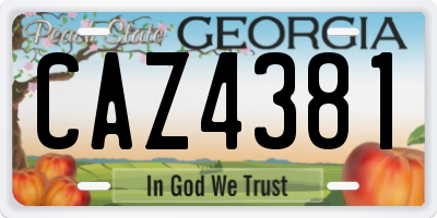 GA license plate CAZ4381