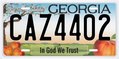 GA license plate CAZ4402