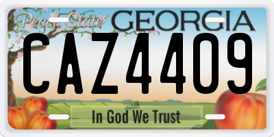 GA license plate CAZ4409