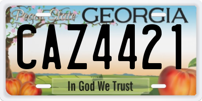 GA license plate CAZ4421