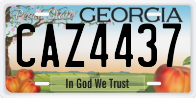 GA license plate CAZ4437