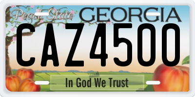 GA license plate CAZ4500