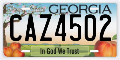 GA license plate CAZ4502