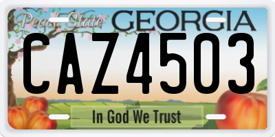 GA license plate CAZ4503