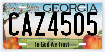 GA license plate CAZ4505