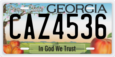 GA license plate CAZ4536