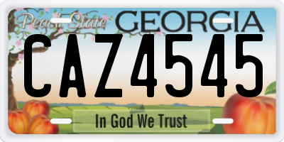 GA license plate CAZ4545