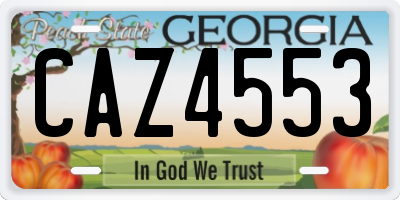 GA license plate CAZ4553