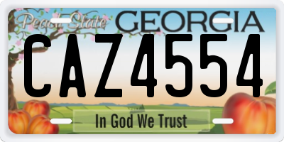 GA license plate CAZ4554