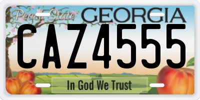 GA license plate CAZ4555