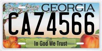 GA license plate CAZ4566