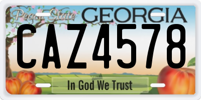 GA license plate CAZ4578