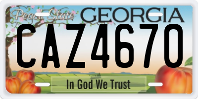 GA license plate CAZ4670