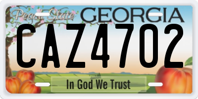 GA license plate CAZ4702