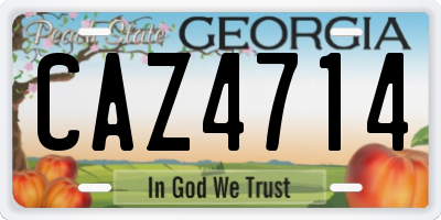 GA license plate CAZ4714