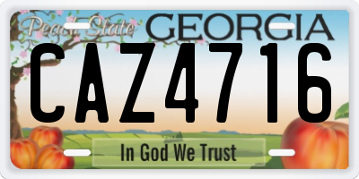 GA license plate CAZ4716