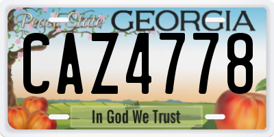 GA license plate CAZ4778
