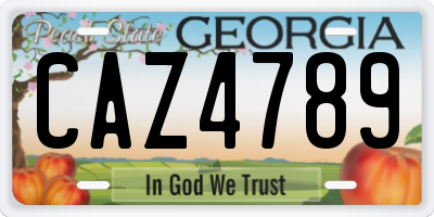 GA license plate CAZ4789