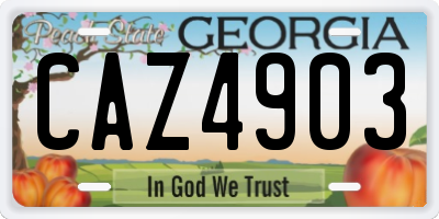 GA license plate CAZ4903