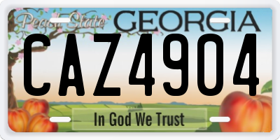 GA license plate CAZ4904
