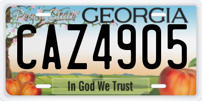 GA license plate CAZ4905