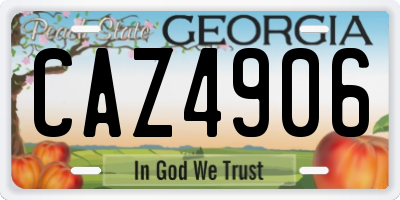 GA license plate CAZ4906