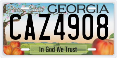 GA license plate CAZ4908