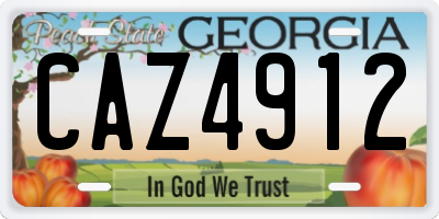 GA license plate CAZ4912