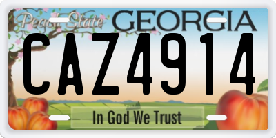 GA license plate CAZ4914