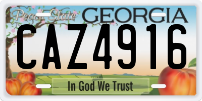 GA license plate CAZ4916