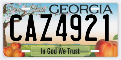 GA license plate CAZ4921