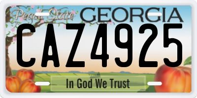 GA license plate CAZ4925