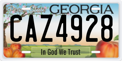 GA license plate CAZ4928
