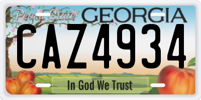 GA license plate CAZ4934
