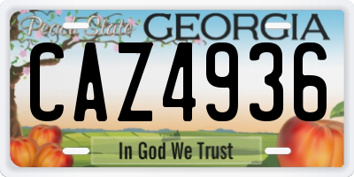 GA license plate CAZ4936