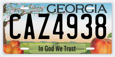 GA license plate CAZ4938