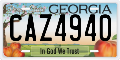 GA license plate CAZ4940