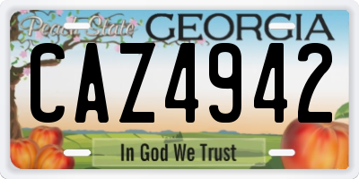 GA license plate CAZ4942