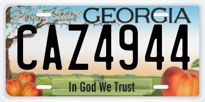 GA license plate CAZ4944
