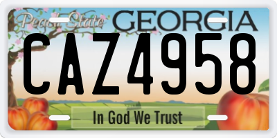 GA license plate CAZ4958