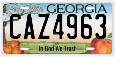 GA license plate CAZ4963